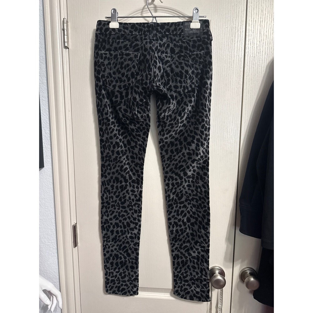 True Religion Stella Low Rise Velvet Skinny Jeans Leopard Print Y2K Indie Sleaze - Picture 3 of 5